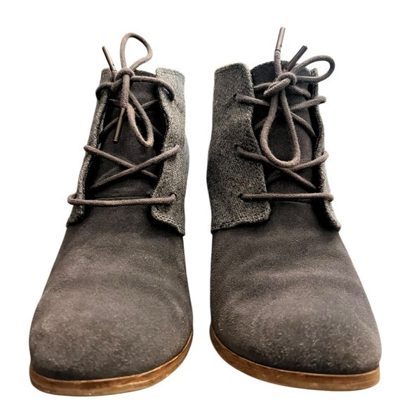 Toms Lunata‎ Grey Suede Block Heeled Lace-Up Booties 9.5 - Picture 6 of 8